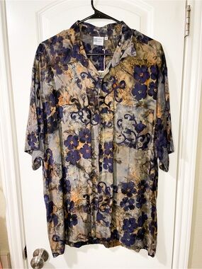 NWT | Hary Dary Dark Watercolor Pattern Hawaiian Shirt RUNS LARGE